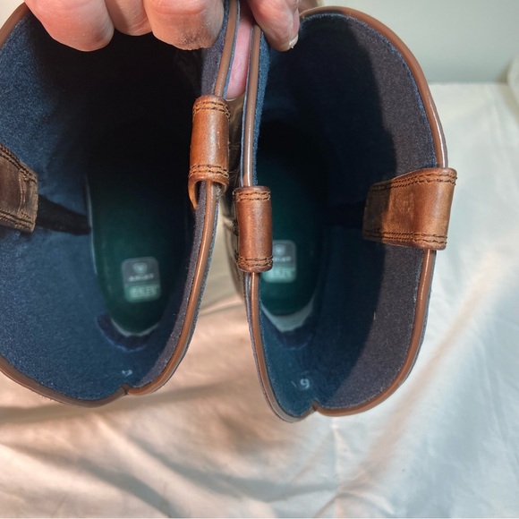 Ariat Western Cowboy Boots Brown & Navy Blue Square Toe Leather – US 6 - Picture 6 of 9